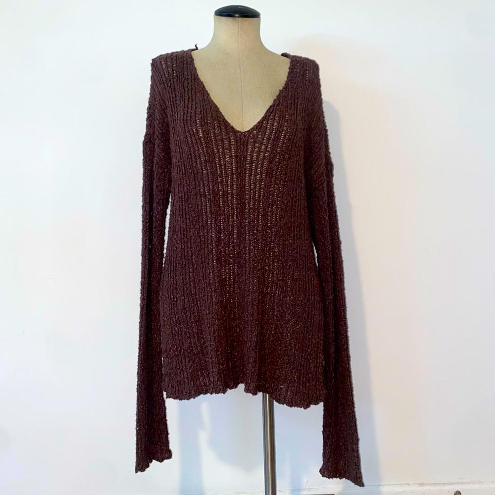 💜 Brown Cascade Knit Sweater